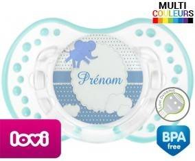 Elephant bleu + prénom: Sucette LOVI Dynamic-su7.fr