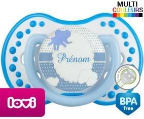 Elephant bleu + prénom: Sucette LOVI Dynamic-su7.fr