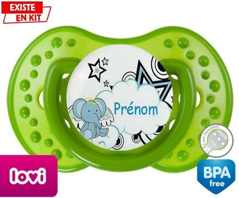 Eléphant style3 + prénom: Sucette LOVI Dynamic-su7.fr