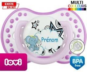 Eléphant style3 + prénom: Sucette LOVI Dynamic-su7.fr