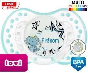 Eléphant style3 + prénom: Sucette LOVI Dynamic-su7.fr