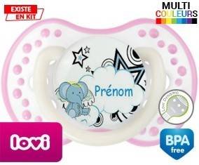 Eléphant style3 + prénom: Sucette LOVI Dynamic-su7.fr