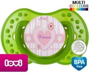 Tetine Rose et cœur + prénom embout LOVI Dynamic personnalisée