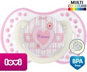 Rose et cœur + prénom: Sucette LOVI Dynamic-su7.fr
