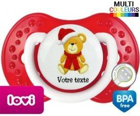 Ourson noël + prénom: Sucette LOVI Dynamic-su7.fr