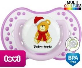 Ourson noël + prénom: Sucette LOVI Dynamic-su7.fr