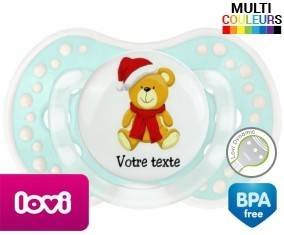 Ourson noël + prénom: Sucette LOVI Dynamic-su7.fr