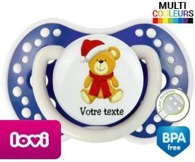 Ourson noël + prénom: Sucette LOVI Dynamic-su7.fr