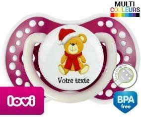 Ourson noël + prénom: Sucette LOVI Dynamic-su7.fr
