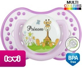 Girafe style2 + prénom: Sucette LOVI Dynamic-su7.fr