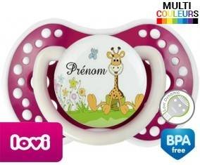 Girafe style2 + prénom: Sucette LOVI Dynamic-su7.fr