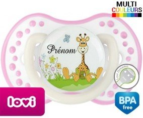 Girafe style2 + prénom: Sucette LOVI Dynamic-su7.fr