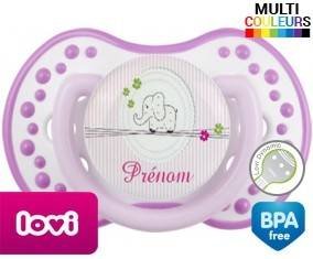 Eléphant rose style1 + prénom: Sucette LOVI Dynamic-su7.fr