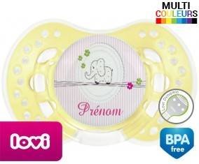 Eléphant rose style1 + prénom: Sucette LOVI Dynamic-su7.fr