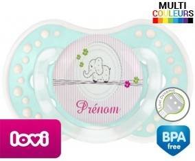 Eléphant rose style1 + prénom: Sucette LOVI Dynamic-su7.fr