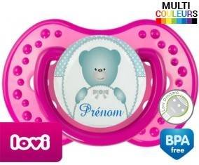 Ourson bleu + prénom: Sucette LOVI Dynamic-su7.fr