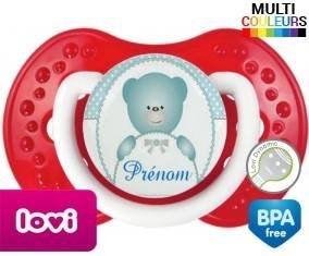Ourson bleu + prénom: Sucette LOVI Dynamic-su7.fr