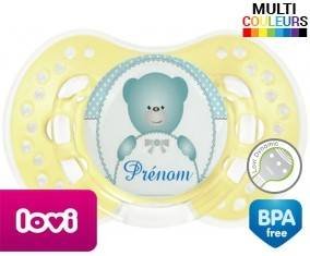 Ourson bleu + prénom: Sucette LOVI Dynamic-su7.fr