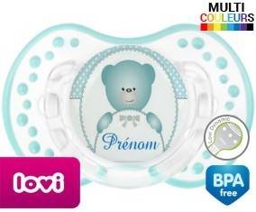 Ourson bleu + prénom: Sucette LOVI Dynamic-su7.fr