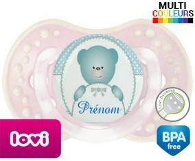 Ourson bleu + prénom: Sucette LOVI Dynamic-su7.fr
