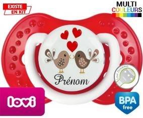 Oiseaux cœur + prénom: Sucette LOVI Dynamic-su7.fr