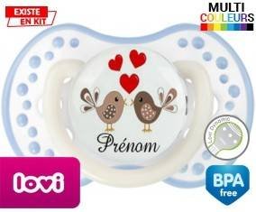 Oiseaux cœur + prénom: Sucette LOVI Dynamic-su7.fr