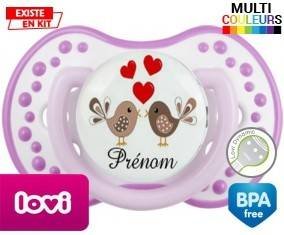 Oiseaux cœur + prénom: Sucette LOVI Dynamic-su7.fr