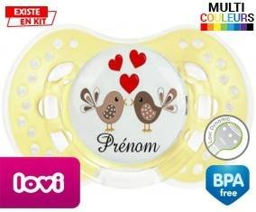 Oiseaux cœur + prénom: Sucette LOVI Dynamic-su7.fr