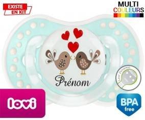 Oiseaux cœur + prénom: Sucette LOVI Dynamic-su7.fr