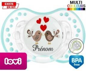 Oiseaux cœur + prénom: Sucette LOVI Dynamic-su7.fr