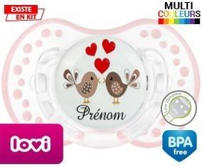 Oiseaux cœur + prénom: Sucette LOVI Dynamic-su7.fr