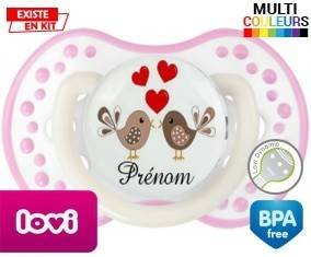 Oiseaux cœur + prénom: Sucette LOVI Dynamic-su7.fr
