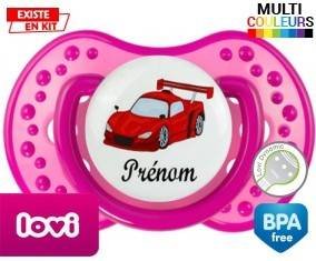 Voiture de course rouge + prénom: Sucette LOVI Dynamic-su7.fr