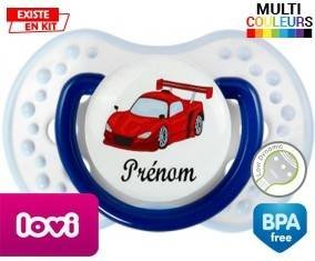 Voiture de course rouge + prénom: Sucette LOVI Dynamic-su7.fr