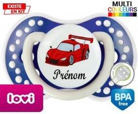 Voiture de course rouge + prénom: Sucette LOVI Dynamic-su7.fr