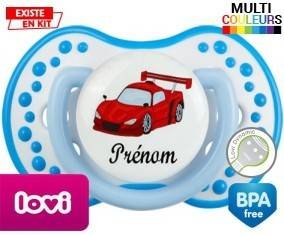 Voiture de course rouge + prénom: Sucette LOVI Dynamic-su7.fr