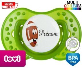 Rugby ballon + prénom : Sucette LOVI Dynamic personnalisée