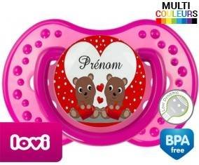 Petit ours et cœur + prénom: Sucette LOVI Dynamic-su7.fr