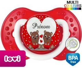 Petit ours et cœur + prénom: Sucette LOVI Dynamic-su7.fr