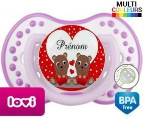 Petit ours et cœur + prénom: Sucette LOVI Dynamic-su7.fr