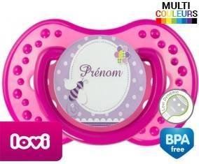 Abeille violet + prénom: Sucette LOVI Dynamic-su7.fr