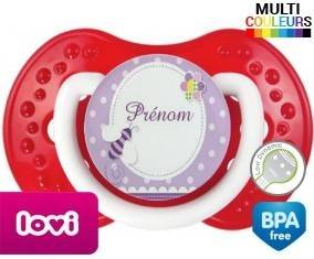 Abeille violet + prénom: Sucette LOVI Dynamic-su7.fr