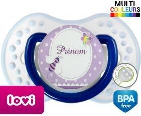 Abeille violet + prénom: Sucette LOVI Dynamic-su7.fr