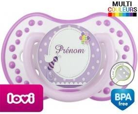 Abeille violet + prénom: Sucette LOVI Dynamic-su7.fr