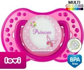 Papillon rose + prénom: Sucette LOVI Dynamic-su7.fr