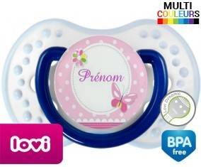 Papillon rose + prénom: Sucette LOVI Dynamic-su7.fr