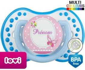 Papillon rose + prénom: Sucette LOVI Dynamic-su7.fr