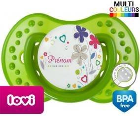 Tetine Fleur + prénom embout LOVI Dynamic personnalisée
