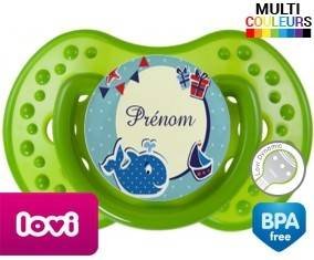 Baleine + prénom style 1 : Sucette LOVI Dynamic personnalisée