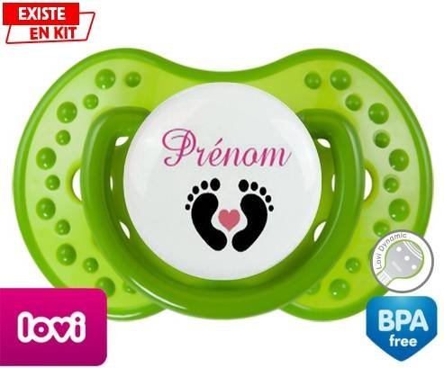 Pied cœur (fille) + prénom: Sucette LOVI Dynamic-su7.fr